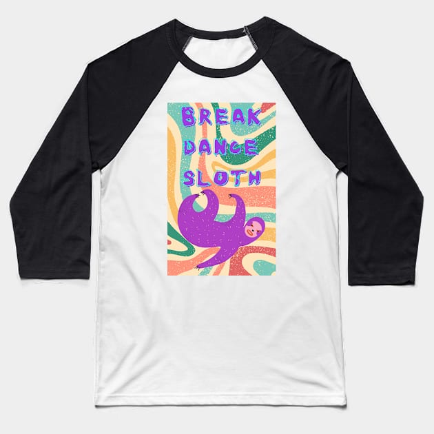 sloth dancing happily Baseball T-Shirt by Azujark 